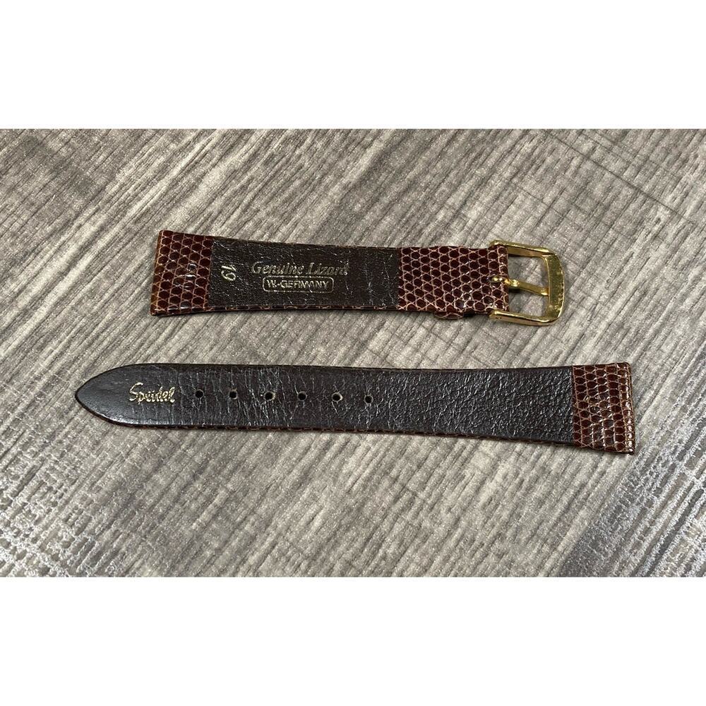 Vtg Speidel Men’s Genuine Lizard Grain Watch Band Brown/Cognac 19mm Germany - Picture 2 of 6